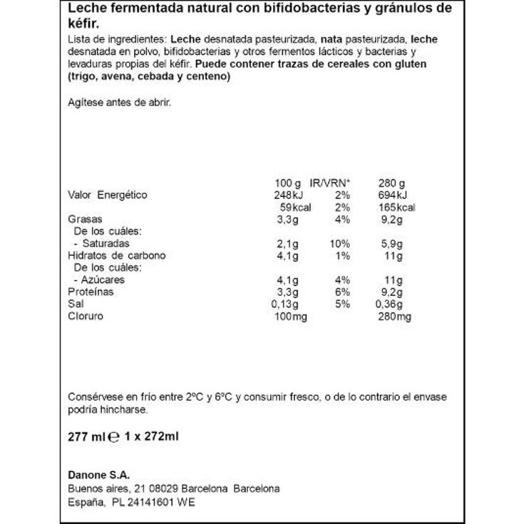 ACTIVIA KEFIR NATURAL DANONE BTLLA 280 ML