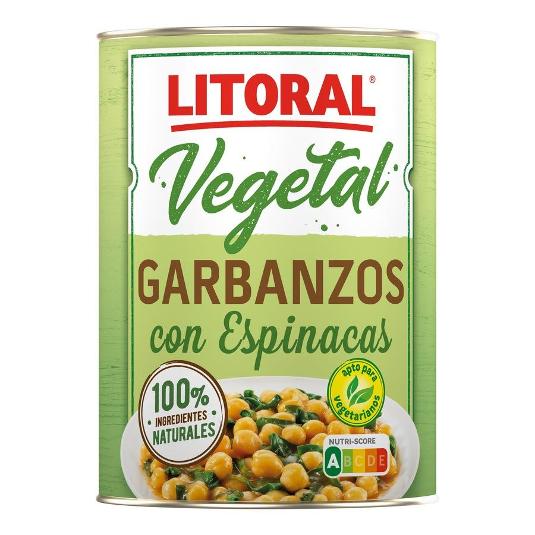 GARBANZOS CON ESPINACAS LITORAL BOTE 425 GR