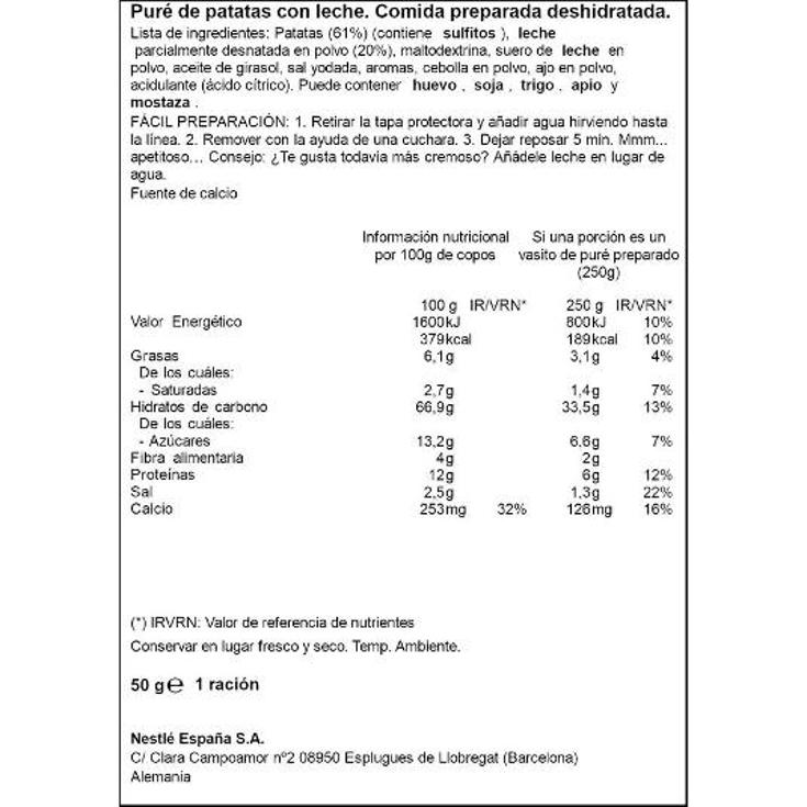 PURÉ PATATAS CON LECHE MAGGI CUP 50 GR