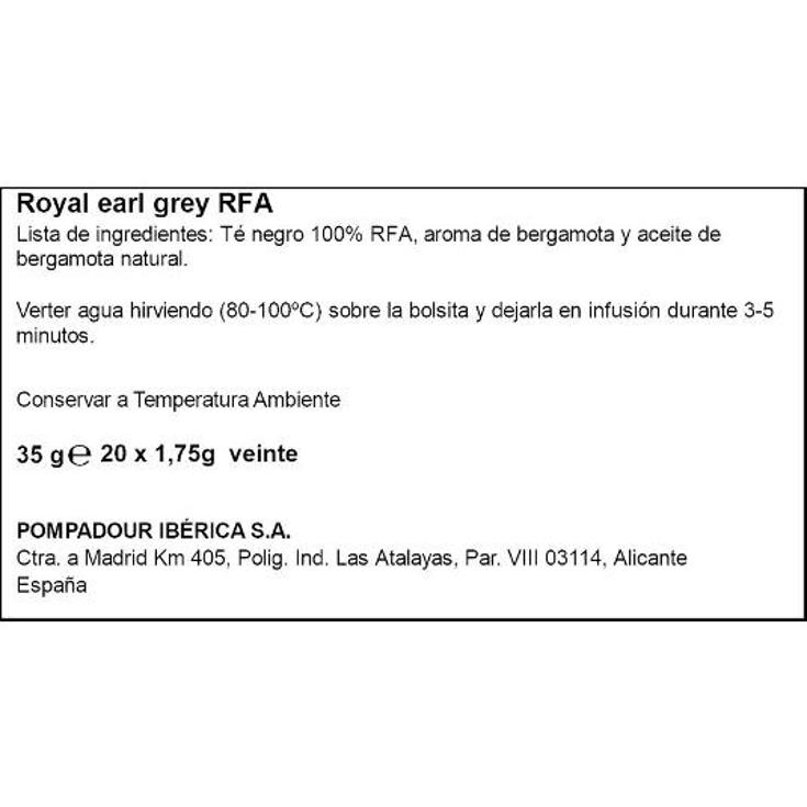 TE ROYAL EARL GREY RFA SIR WINSTON CAJA 20 UD