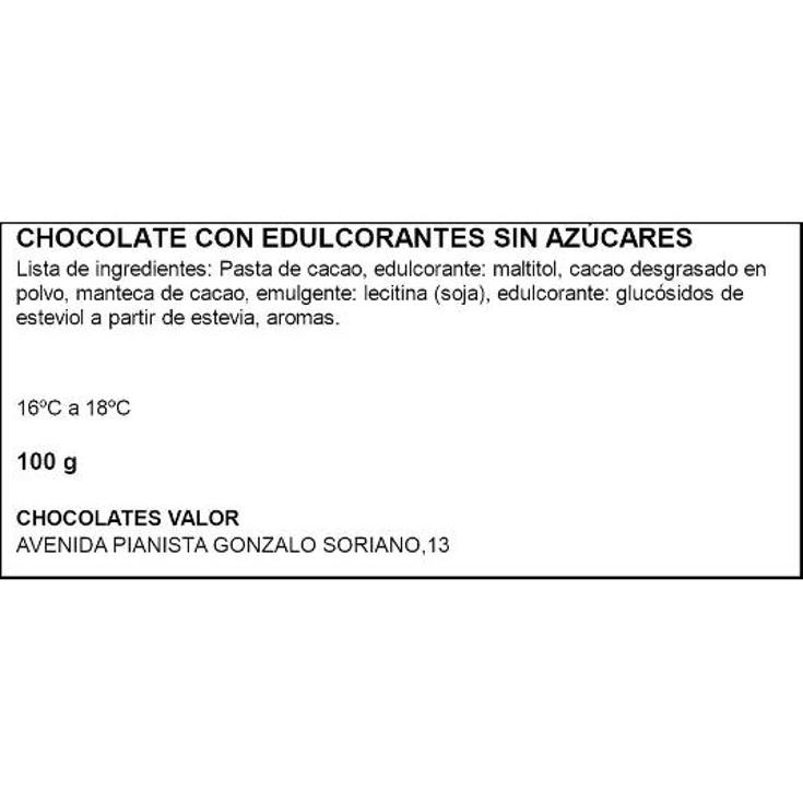 CHOCOLATE NEGRO 70% S/AZUCAR VALOR PTLLA 100 GR