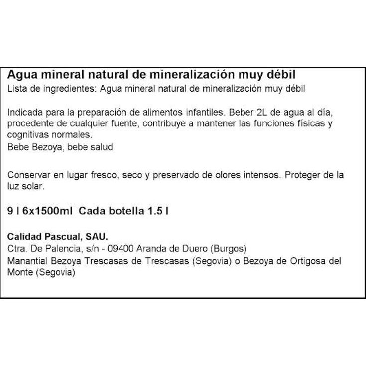 AGUA MINERAL BEZOYA BTLLA 1500 ML