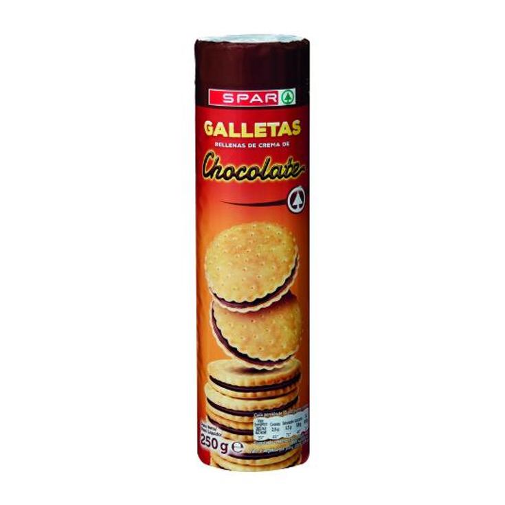 GALLETAS RELLENAS CHOCOLATE SPAR PQTE 250 GR