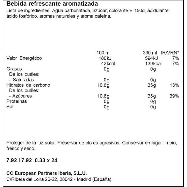 COCA COLA COCA COLA LATA 33 CL