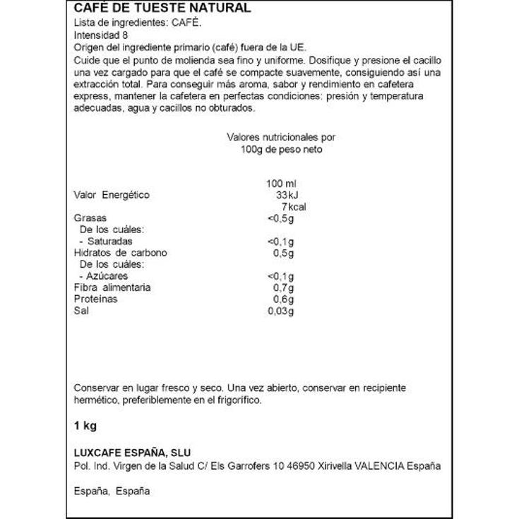 CAFE GRANO NATURAL SPAR BOLSA 1 KG