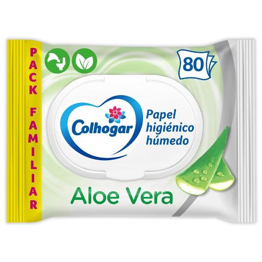 PAPEL HIGIENICO HUMEDO ALOE 80 COLHOGAR PQTE 80 UD