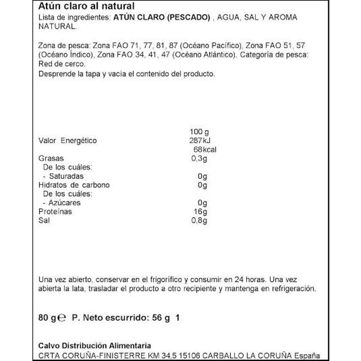 ATUN CLARO AL NATURAL X6 SPAR PACK 480 GR