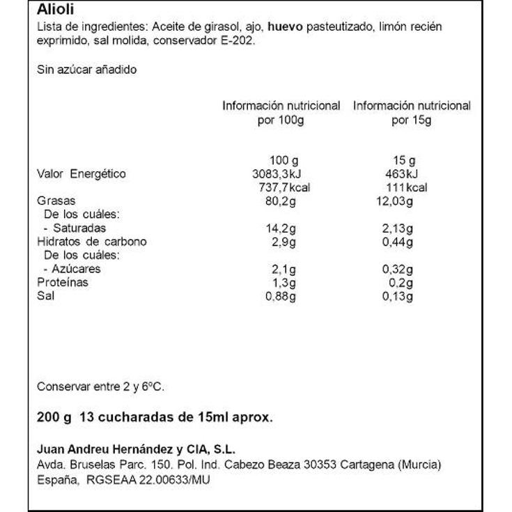 ALIOLI PESCADERIA TRRNA 200 GR