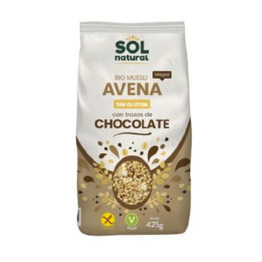 MUESLI AVENA S/GLUTEN CHOC.BIO SOL NATURAL BOLSA 425 GR