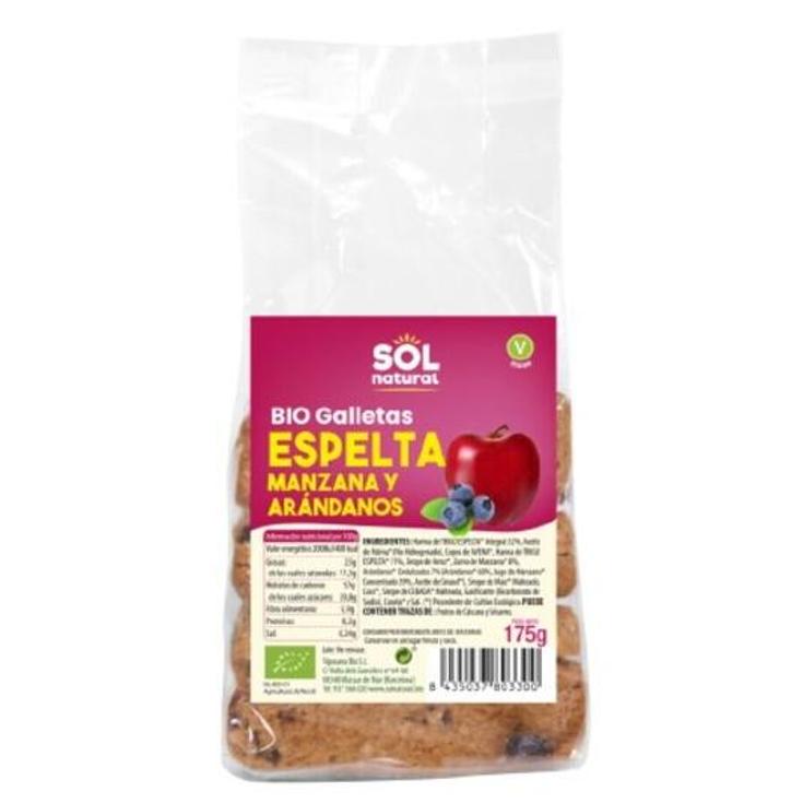 GALLETAS MANZANA-ARANDANOS BIO SOL NATURAL BOLSA 175 GR