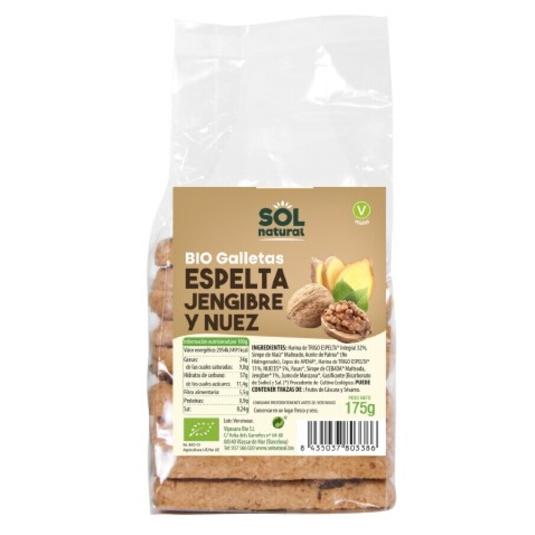 GALLETAS JENGIBRES Y NUECES BIO SOL NATURAL BOLSA 175 GR