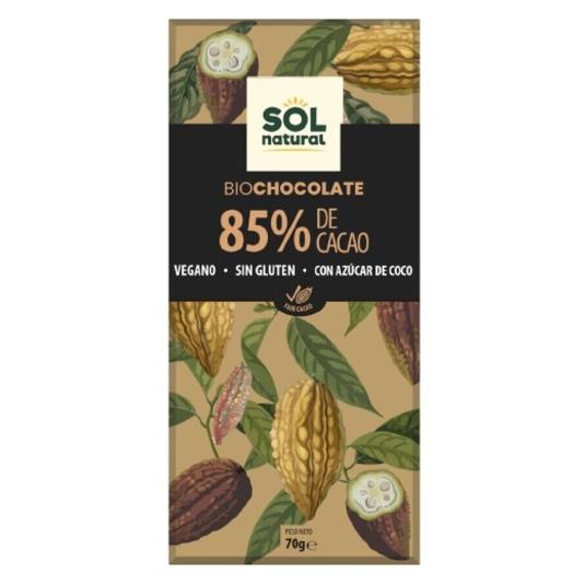 CHOCOLATE DARK 85% BIO SOL NATURAL PTLLA 70 GR