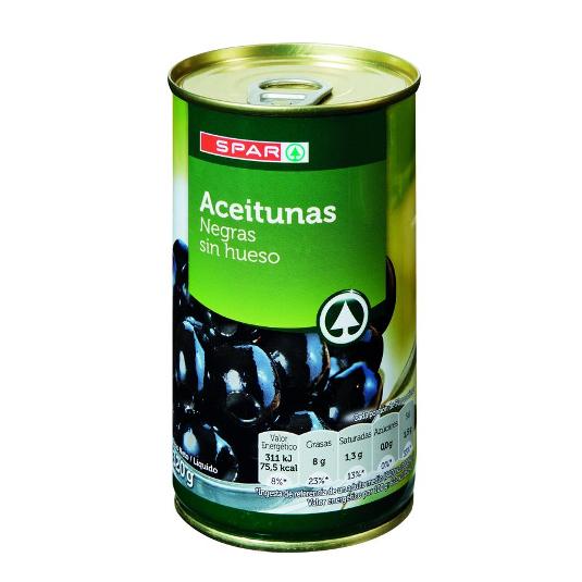 ACEITUNAS NEGRA S/HUESO SPAR LATA 150 GR