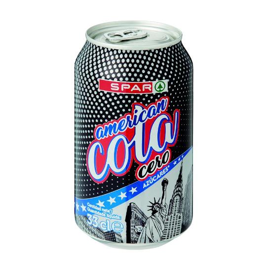 REFRESCO COLA CERO AMERICAN SPAR LATA 33 CL