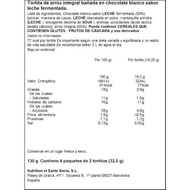TORTITAS ARROZ INTEGRAL YOGUR NACKIS PQTE 130 GR