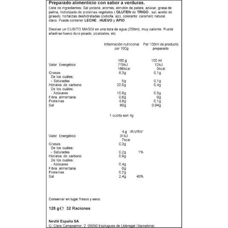 CALDO CUBITOS 32 UDS. MAGGI PQTE 128 GR