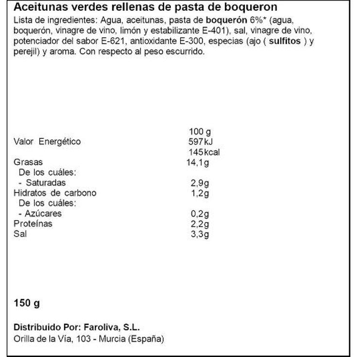 ACEITUNA RELL.BOQUERON EL FARO LATA 150 GR