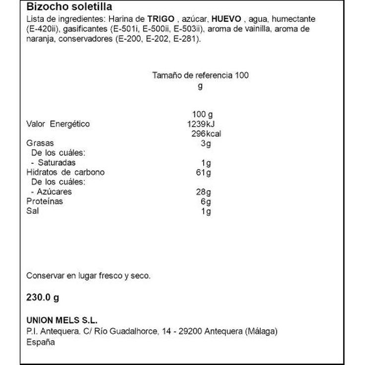 BIZCOCHO SOLETILLA FLOR ANTEQUE PQTE 230 GR