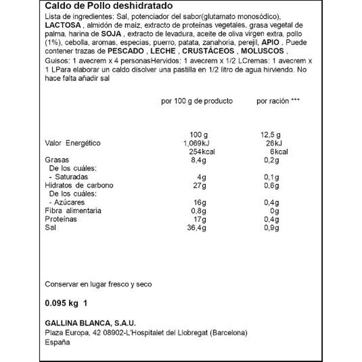 CALDO POLLO 10 P.B/SAL AVECREM PQTE 90 GR