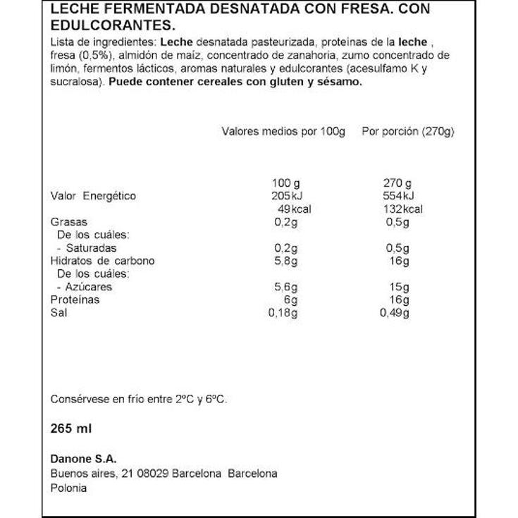 PROTEINA DRINK FRESA 270 ML DANONE BTLLA 270 ML