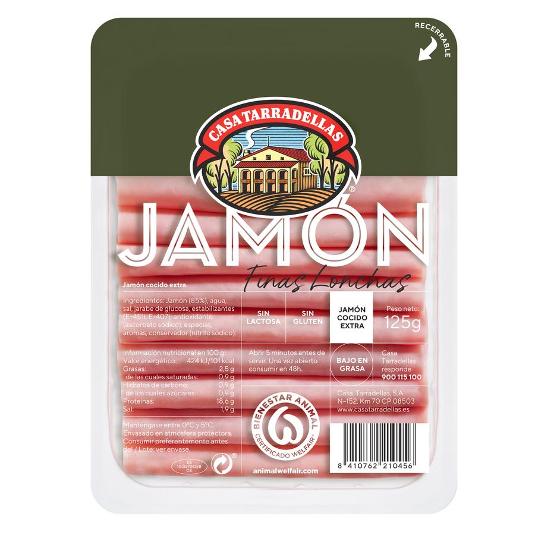 JAMON COCIDO FINAS LONCHAS TARRADELLAS PQTE 125 GR