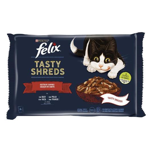 COMIDA GATO BUEY Y POLLO 4X80GR FELIX PACK 320 GR