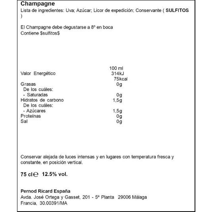 CHAMPAGNE BRUT 12º MUMM BTLLA 75 CL