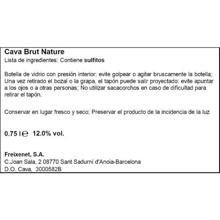 CAVA BRUT NATURE 12º RESERVA FREIXENET BTLLA 75 CL