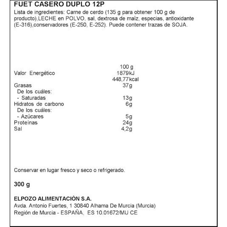 FUET CASERO PACK2 ELPOZO PACK 300 GR