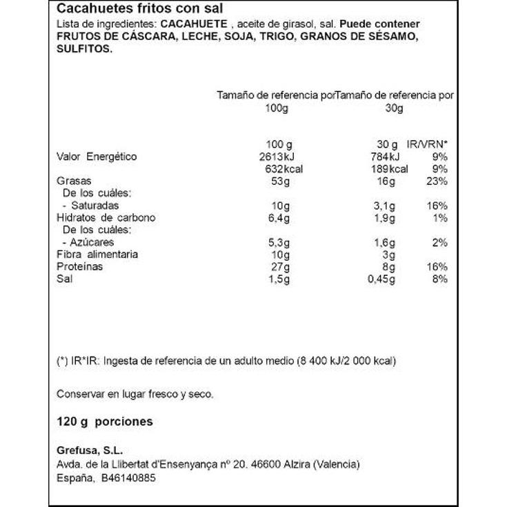 CACAHUETAZO XL GREFUSA BOLSA 110 GR