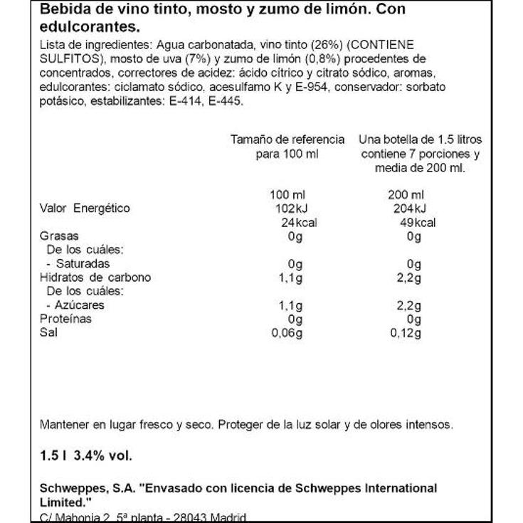 TINTO DE VERANO LIMON 3,9º LA CASERA BTLLA 1500 ML