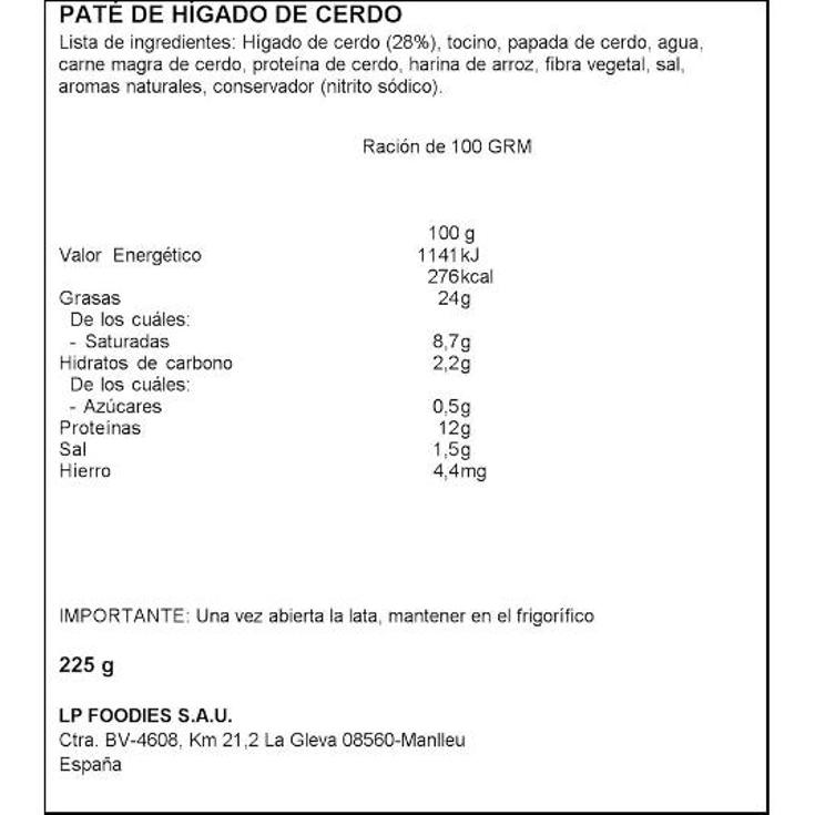 PATE TAPA NEGRA 3X75G LA PIARA PACK 225 GR