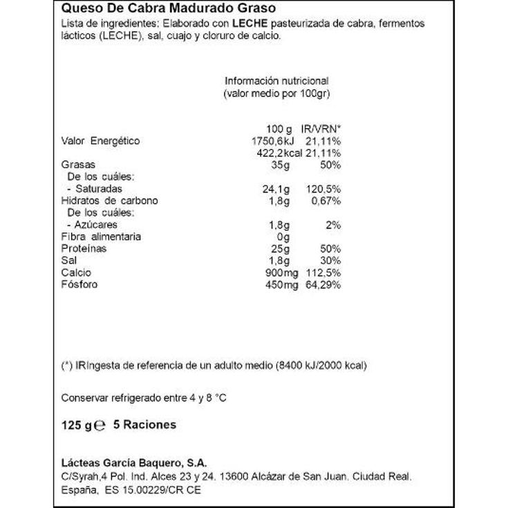 QUESO LONCHAS CABRA G.BAQUERO PACK 125 GR