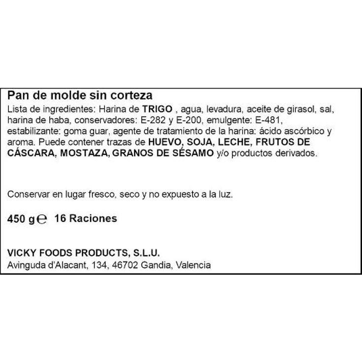 PAN DE MOLDE SIN CORTEZA DULCESOL PQTE 450 GR