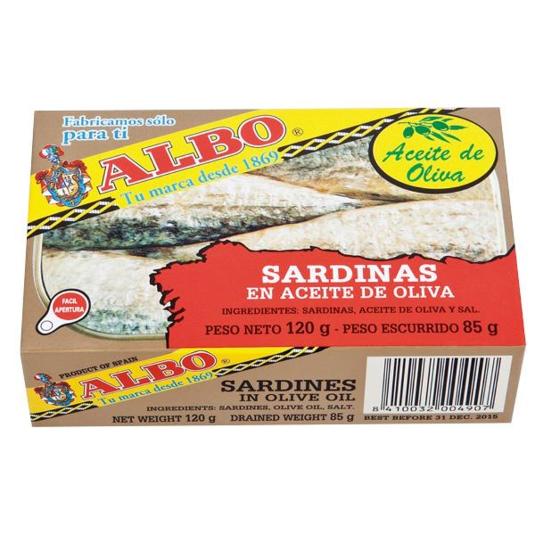 SARDINAS ACEITE OLIVA F/A ALBO LATA 85 GR