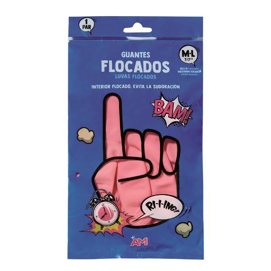 GUANTES FLOCKA.ROSA T.M/G. AM BOLSA 2 UD