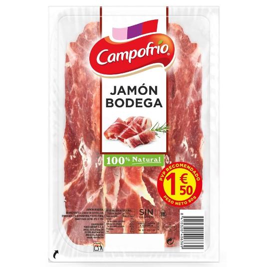 JAMON CURADO BODEGA LONCHAS CAMPOFRIO PQTE 80 GR