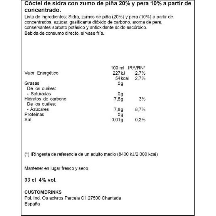 SIDRA PIÑA PERA 4,5º MAELOC LATA 33 CL