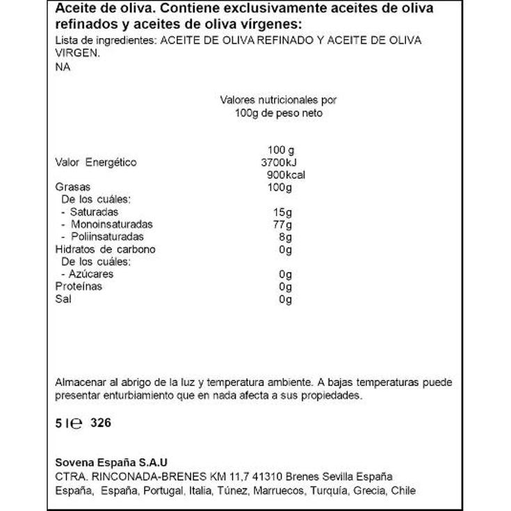ACEITE OLIVA SUAVE 0,4º PE SPAR GRRFA 5 LT