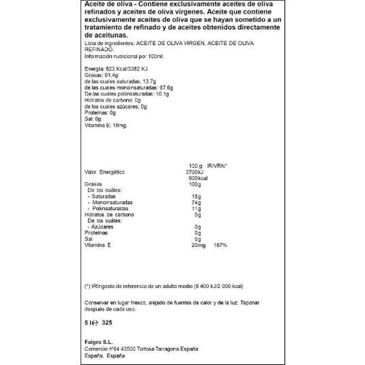 ACEITE OLIVA INTEN 1ºPET SPAR GRRFA 5 LT