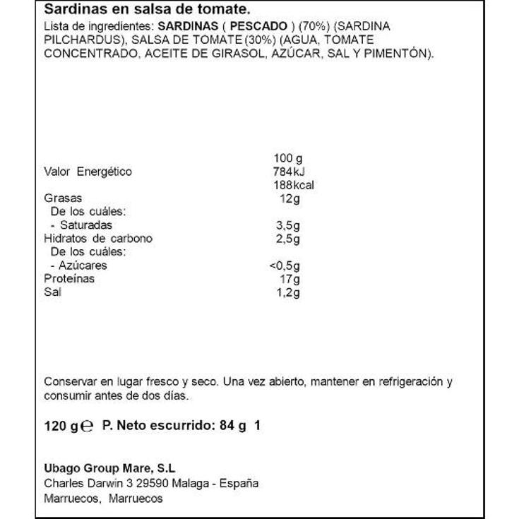 SARDINAS TOMATE SPAR LATA 84 GR