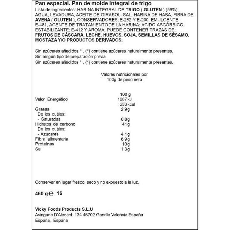 PAN DE MOLDE INTEGRAL SPAR BOLSA 460 GR