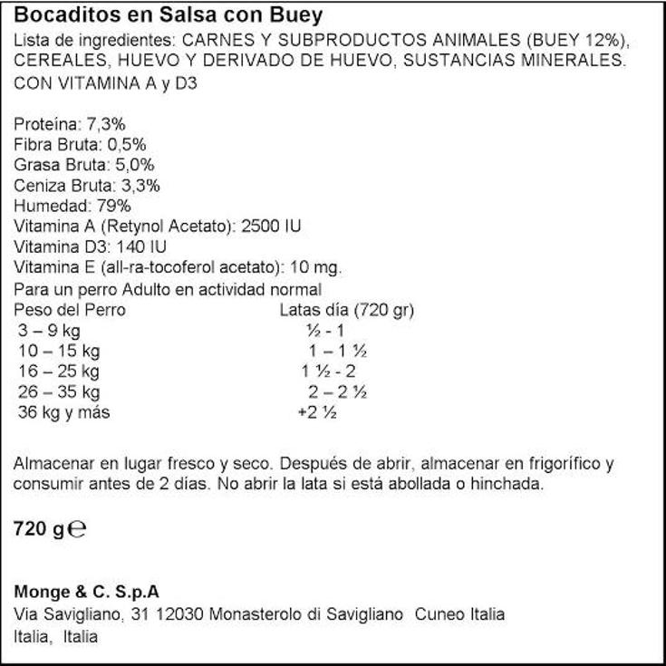 COMIDA PERROS BOCA BUEY F.A SPAR BOTE 720 GR