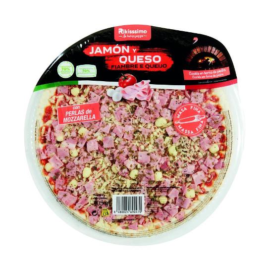 PIZZA REFRIGERADA JAMON Y QUESO RIKISSSIMO UNIDAD 405 GR