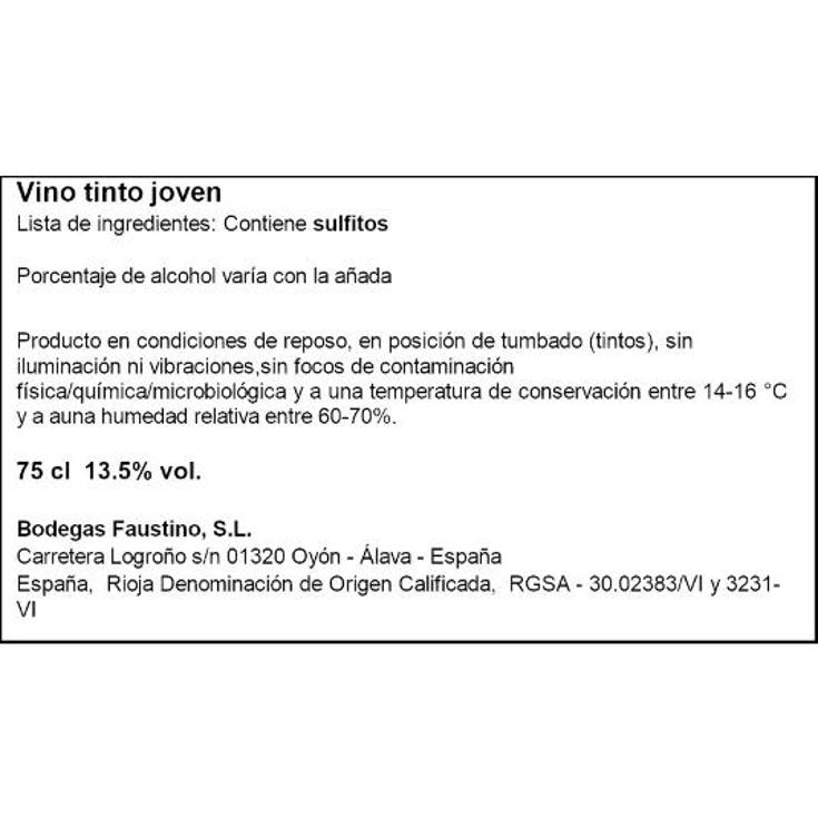 VINO TINTO RIOJA MEDIA 13,5º FAUSTINO VII BTLLA 75 CL