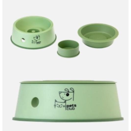 COMEDERO VERDE SET 3EN1 PETS CLUB UNIDAD