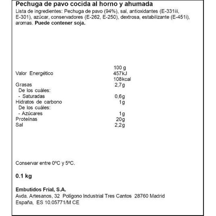 PECHUGA PAVO ASADA FRIAL PQTE 100 GR