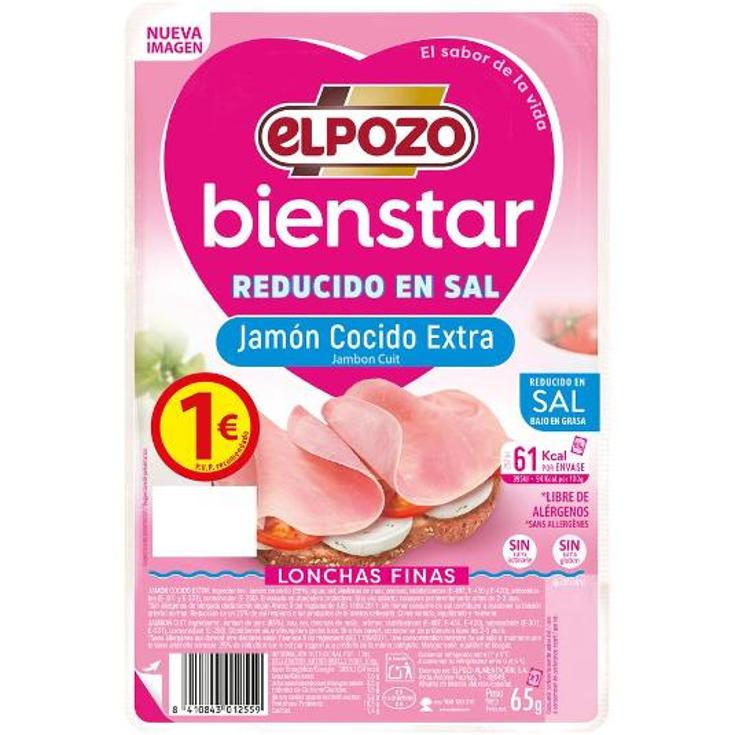 JAMON COCIDO B/G RED.SAL BIENST ELPOZO PQTE 65 GR