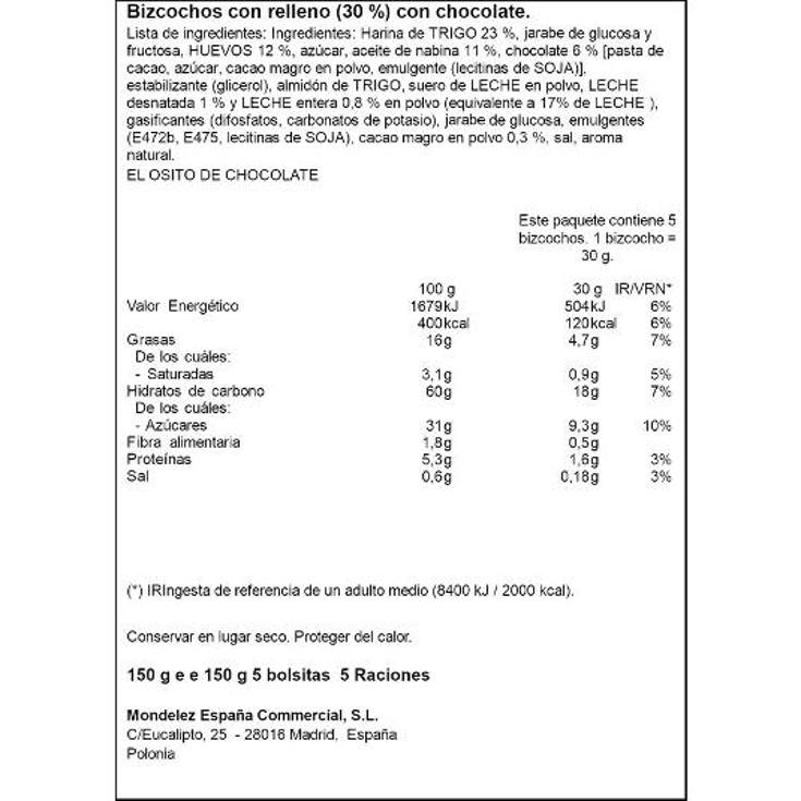 BIZCOCHITOS OSITO LULU FONTANEDA PQTE 150 GR