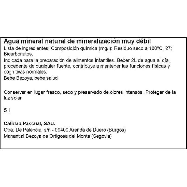 AGUA MINERAL BEZOYA GRRFA 5 LT